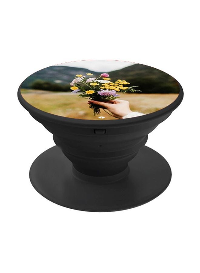 BP Flowers Printed Pop Socket Phone Holder Brown/Green/Black - Image 1