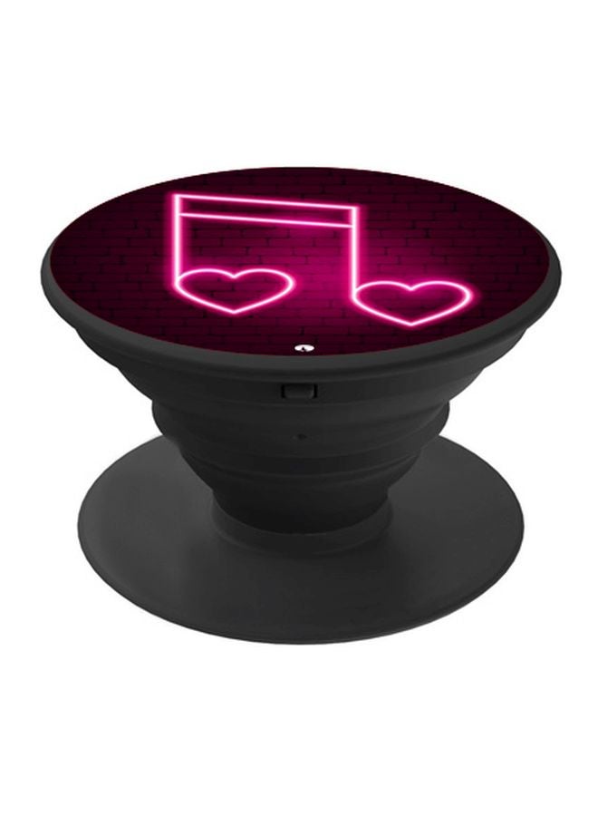 BP Neon Music Note Printed Pop Socket Phone Holder Pink/Black - Image 1