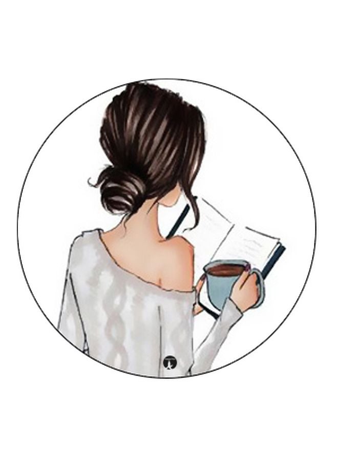 BP Girl With Books Printed Pop Socket Phone Holder White/Grey/Black - Image 2