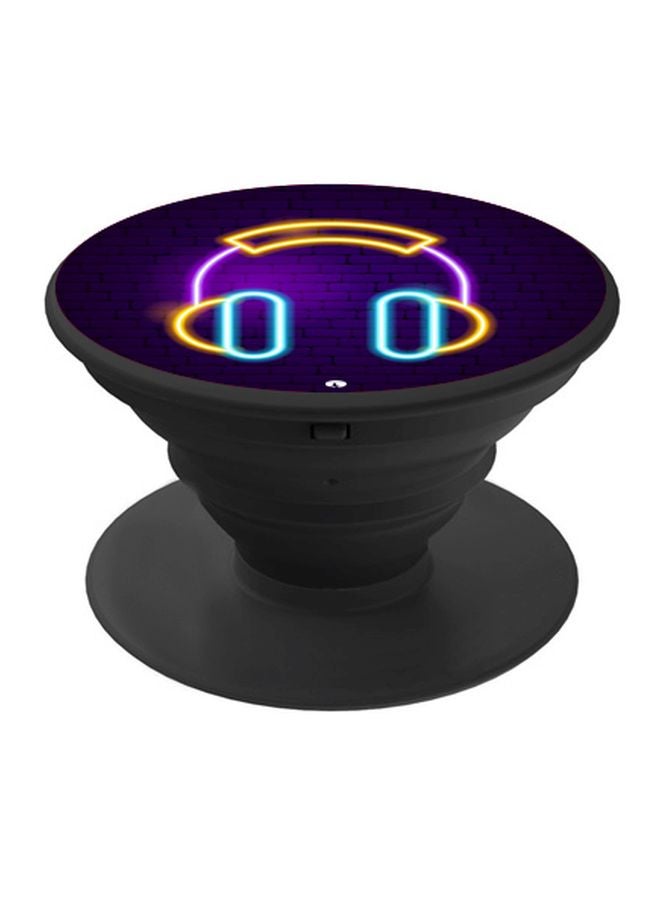 BP Neon Headphones Printed Pop Socket Phone Holder Purple/Yellow/Black - Image 1