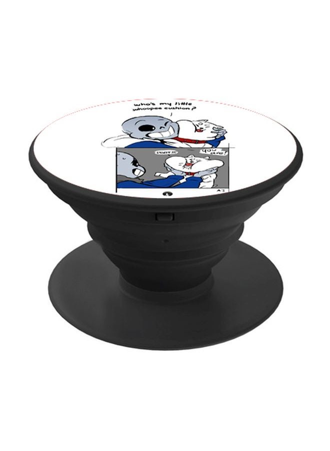 بي بي حامل هاتف على شكل مقبض أصابع منبثق بطبعة رسومات كرتونية أبيض/رمادي/أسود - Image 1