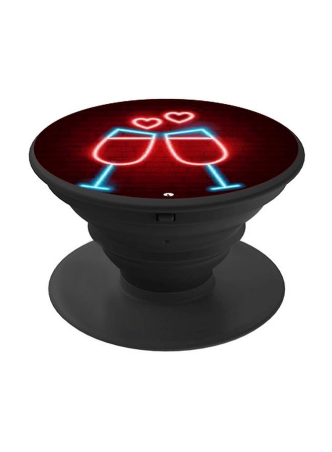 BP Glass Printed Pop Socket Phone Holder Red/Blue/Black - Image 1