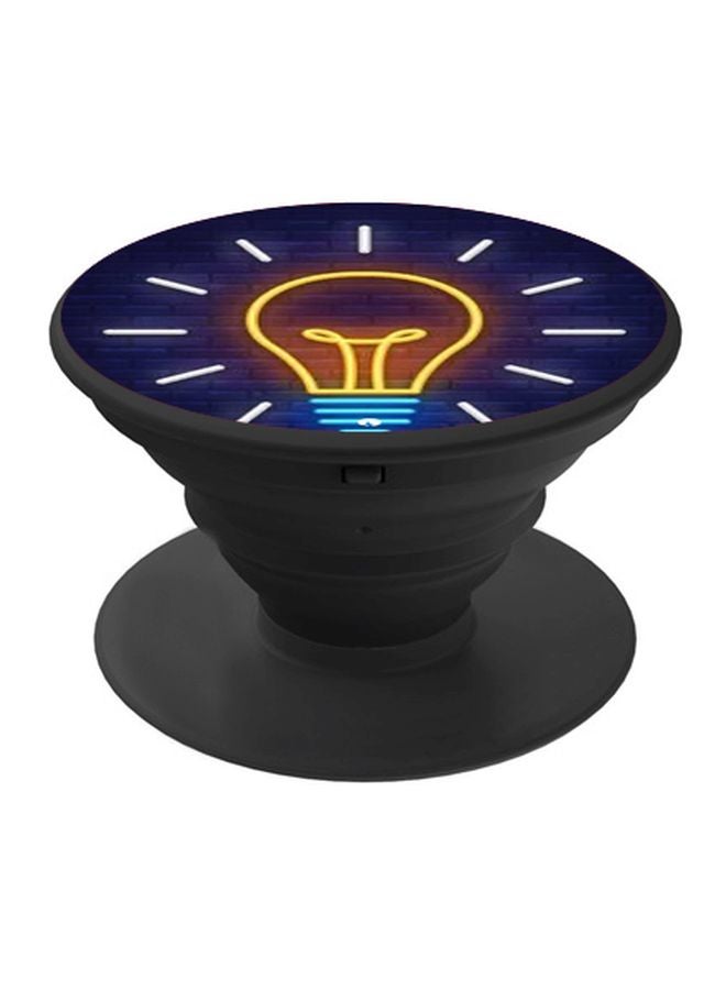 BP Bulb Printed Pop Socket Phone Holder Black/Blue/Yellow - Image 1
