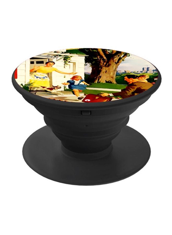 BP Family Printed Pop Socket Phone Holder Yellow/Brown/Black - Image 1