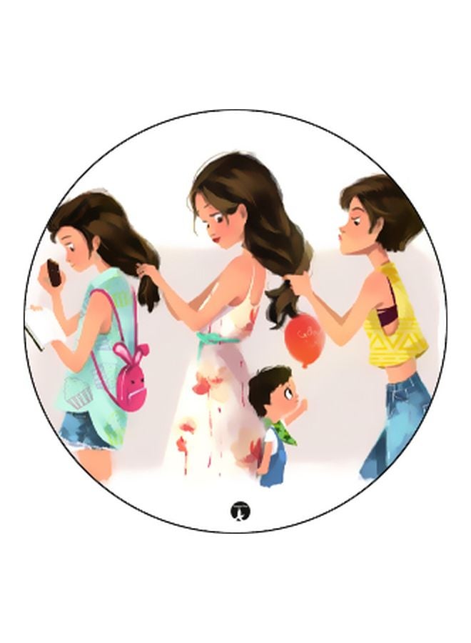 BP Cartoon Girl Printed Pop Socket Phone Holder White/Yellow/Black - Image 2