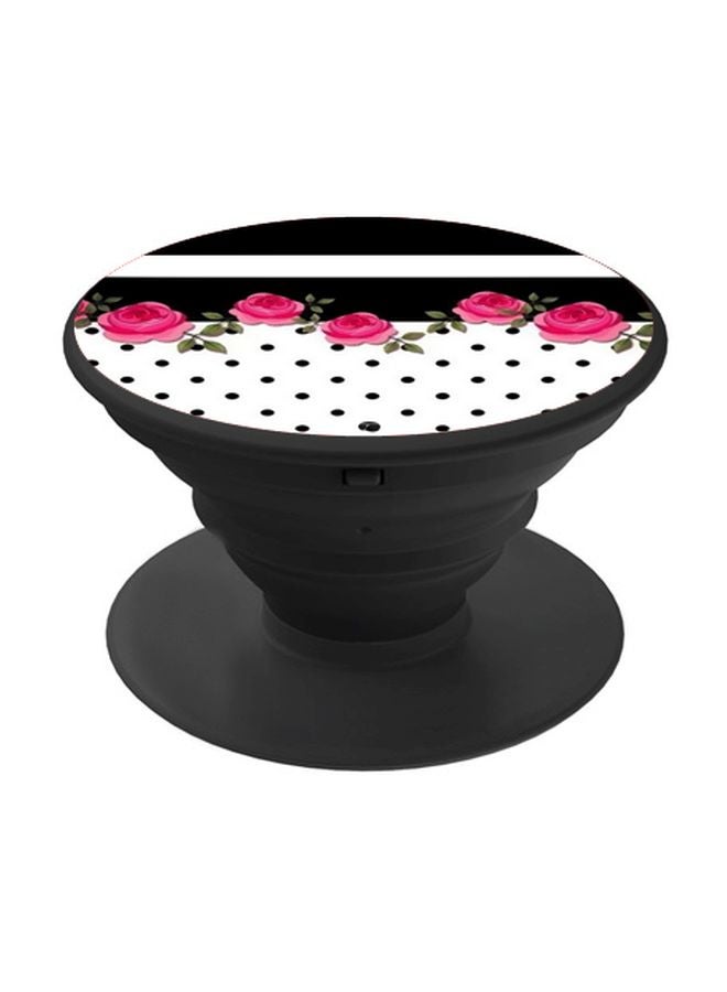BP Floral Printed Pop Socket Phone Holder White/Pink/Black - Image 1