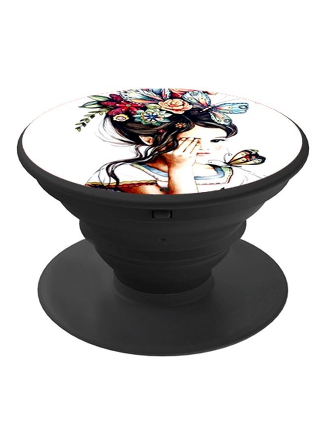 BP Girl Printed Pop Socket Phone Holder White/Blue/Black - Image 1