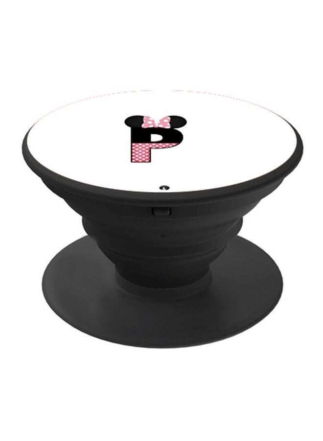 BP Initial P Printed Pop Socket Phone Holder White/Pink/Black - Image 1