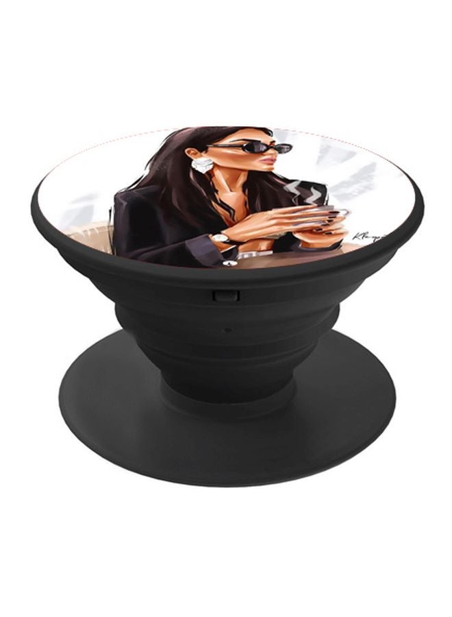 BP Woman Printed Pop Socket Phone Holder White/Beige/Black - Image 1