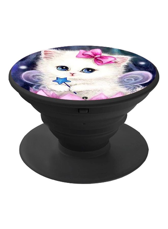 بي بي حامل هاتف بوب سوكيت مزيّن بطبعة قطة صغيرة أبيض/أرجواني/أسود - Image 1