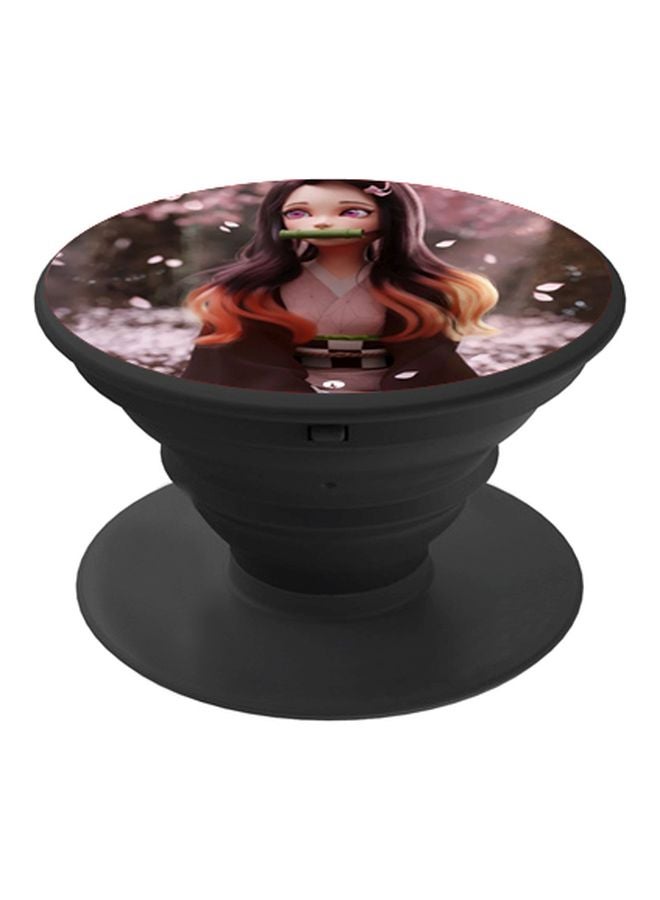 BP Anime Printed Pop Socket Phone Holder Brown/Pink/Black - Image 1