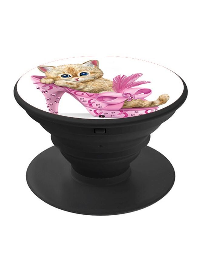 BP Cat Printed Pop Socket Phone Holder Pink/Beige/Black - Image 1