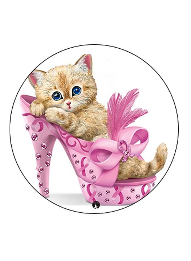 BP Cat Printed Pop Socket Phone Holder Pink/Beige/Black - Image 2