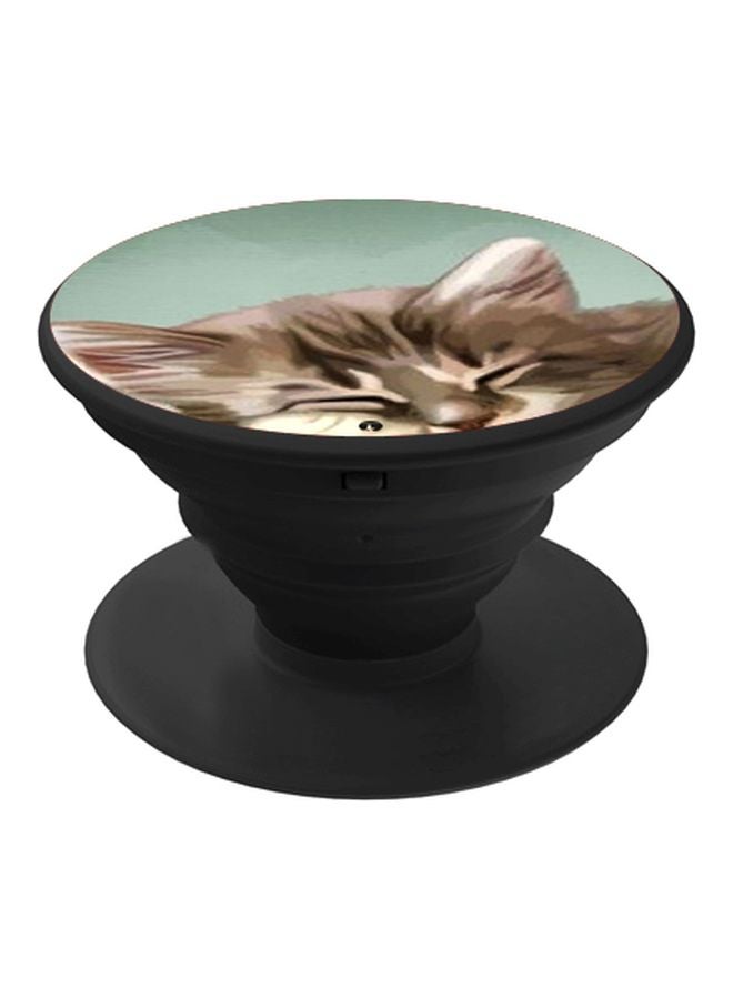 بي بي حامل هاتف بوب سوكيت بطبعة قط أسود/رمادي/أزرق - Image 1