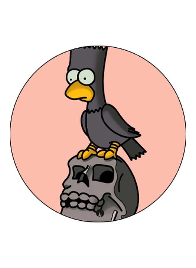 BP Bird Sitting Upon Skull Printed Pop Socket  Phone Holder Black/Grey - Image 2