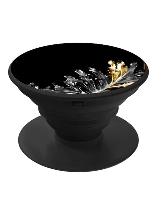 BP Leaves Printed Pop Socket Phone Holder Black/Grey/Gold - Image 1
