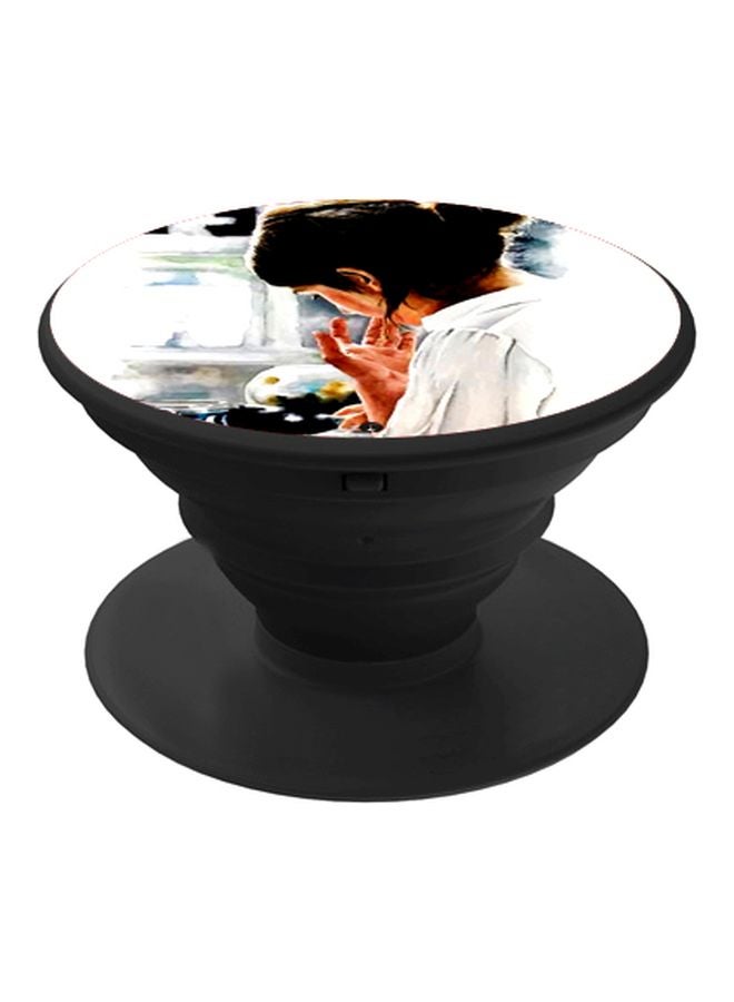 BP Girl Printed Pop Socket Phone Holder White/Beige/Black - Image 1
