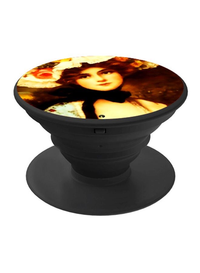 BP Girl Printed Pop Socket Phone Holder Yellow/Brown/Black - Image 1