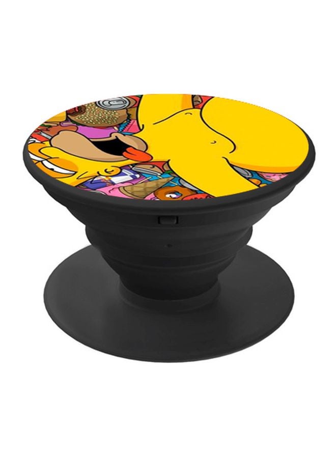 BP Cartoon Printed Pop Socket Phone Holder Black/Yellow/Pink - Image 1