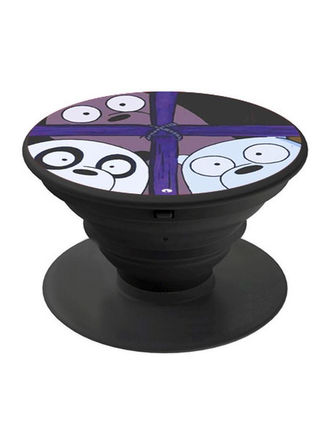 BP Cartoon Bears Printed Pop Socket Phone Holder White/Purple/Black - Image 1