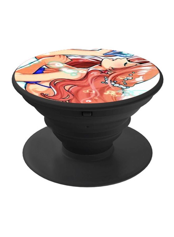 BP Cartoon Girl Printed Pop Socket Phone Holder Beige/Pink/Black - Image 1