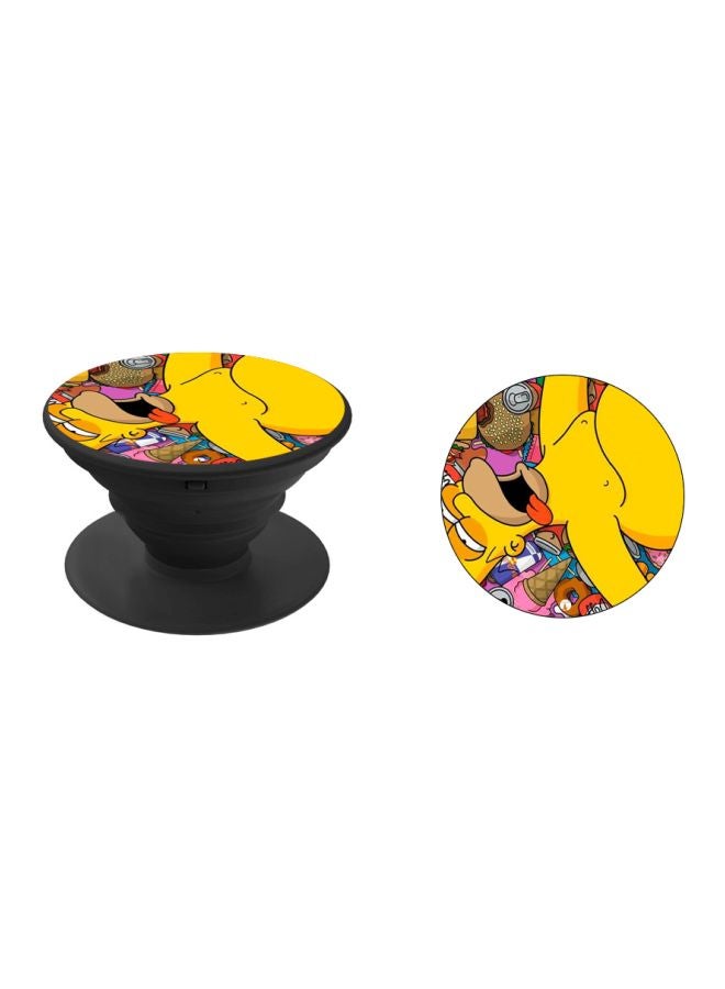 BP Cartoon Printed Pop Socket Phone Holder Black/Yellow/Pink - Image 2