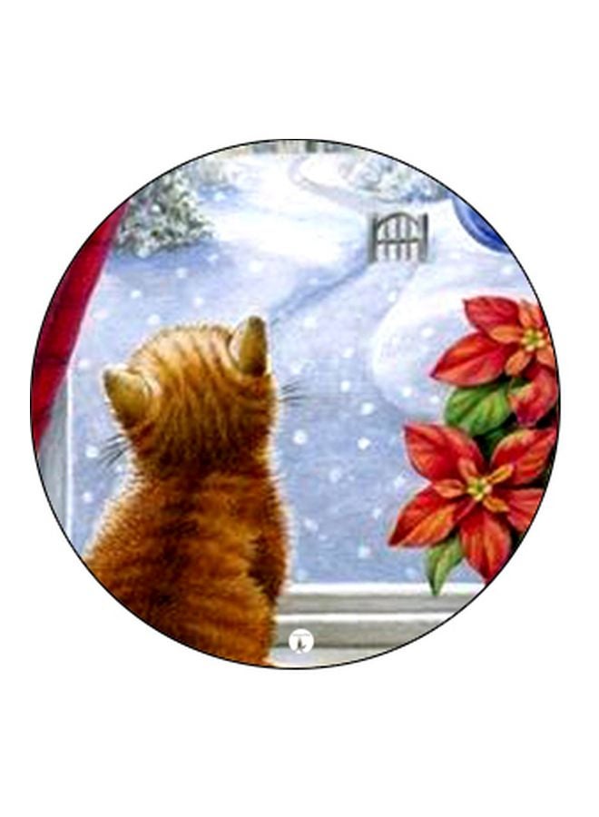 BP Cat Looking Outside Printed Pop Socket Phone Holder Red - Image 2