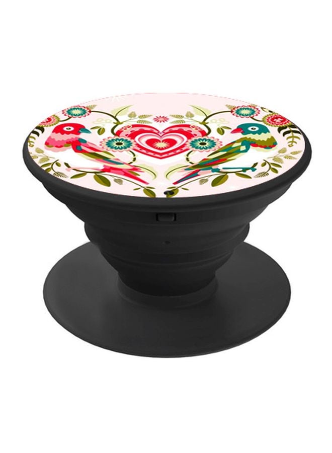 BP Cute Birds And Heart Printed Pop Socket Phone Holder Pink - Image 1