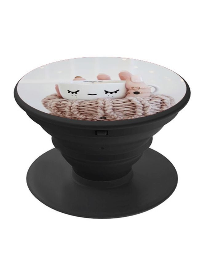 BP Coffee Printed Pop Socket Phone Holder Beige/White/Black - Image 1