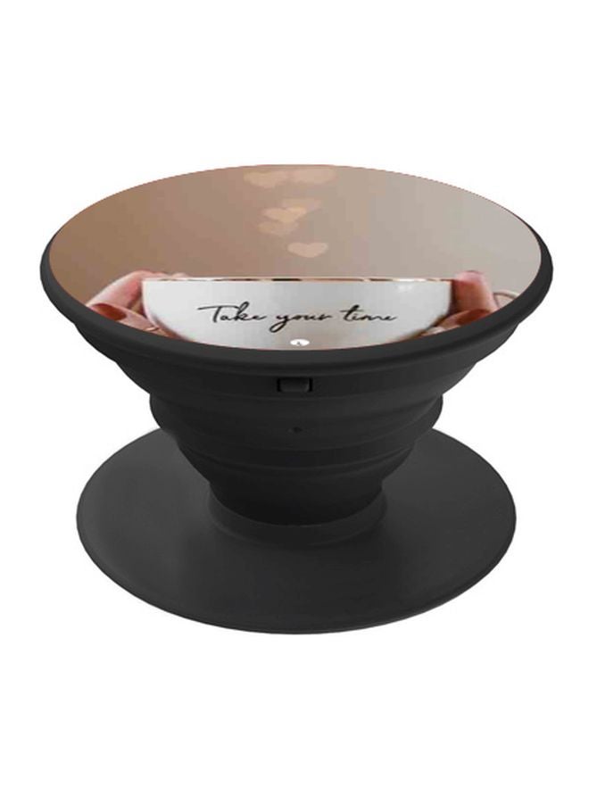 بي بي مسند هاتف بماسكة بوب سوكيت بطبعة عبارة "Take Your Time" أبيض / أسود / بني - Image 1