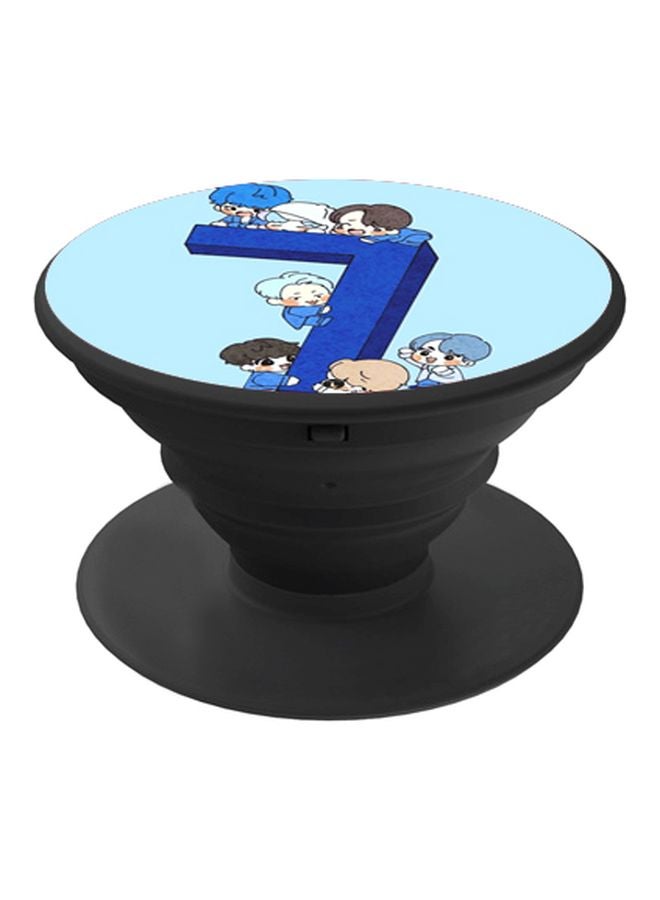 BP Cartoon Printed Pop Socket Phone Holder Blue/Brown/Black - Image 1