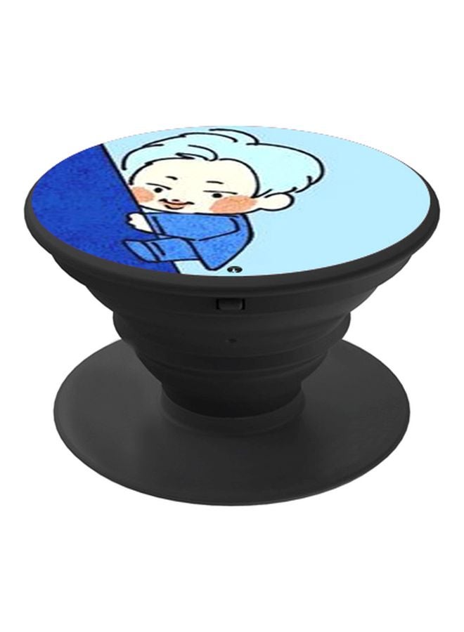 BP Cartoon Printed Pop Socket Phone Holder Blue/Brown/Black - Image 1