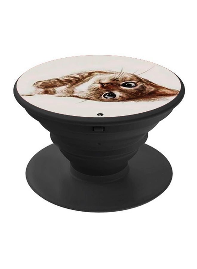 BP Cat Printed Pop Socket Phone Holder Grey/Brown/White - Image 1