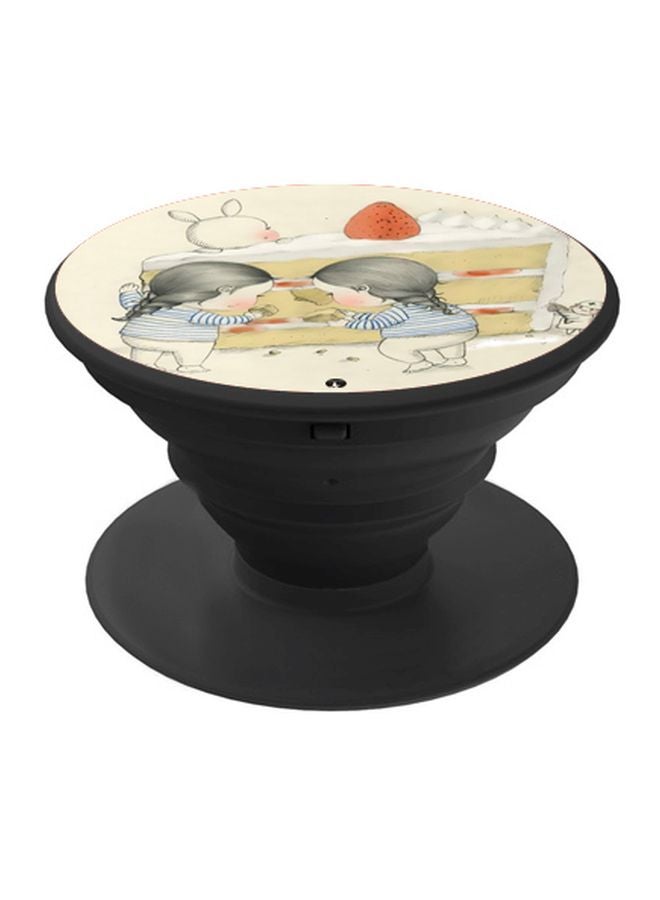 بي بي حامل هاتف على شكل مقبض أصابع منبثق بطبعة رسومات كرتونية أصفر/ بيج/ أسود - Image 1