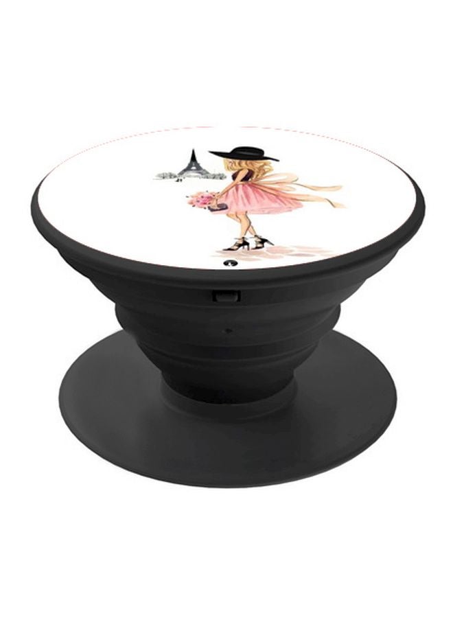 BP Cartoon Printed Pop Socket Phone Holder White/Pink/Black - Image 1