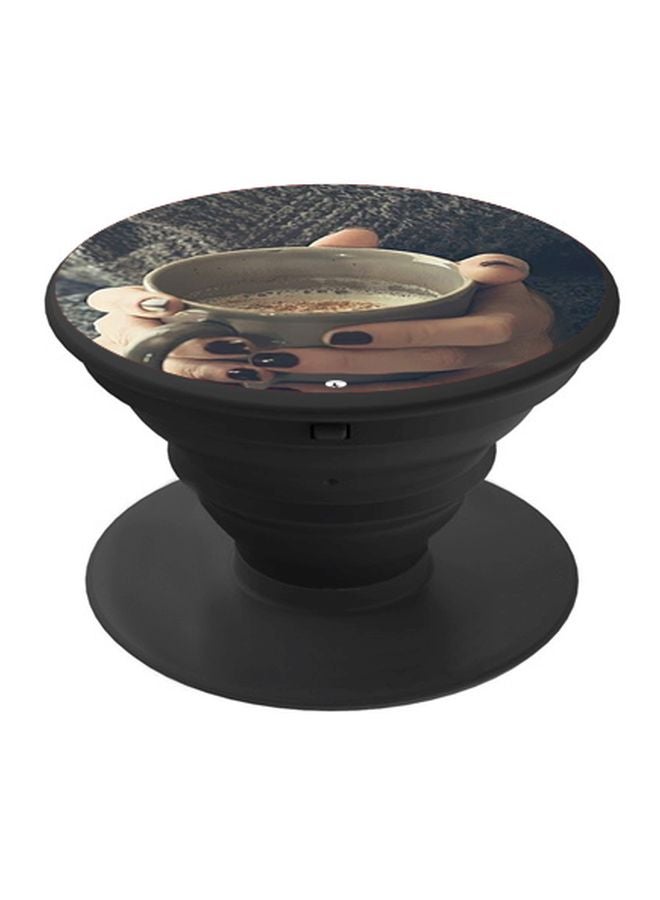 BP Coffee Printed Pop Socket Phone Holder Grey/Beige/Black - Image 1