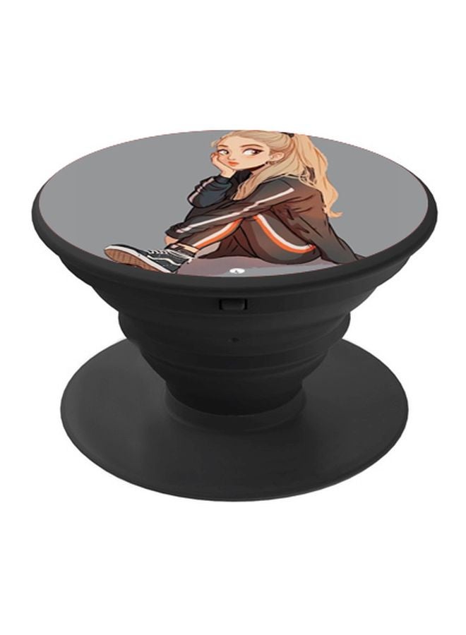 بي بي حامل هاتف على شكل مقبض أصابع منبثق بطبعة رسومات كرتونية رمادي/بيج/أسود - Image 1