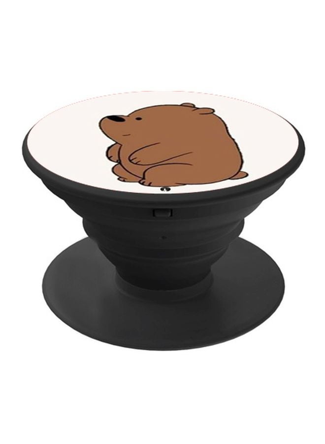 BP Bear Cartoon Printed Pop Socket Phone Holder Brown/White/Black - Image 1