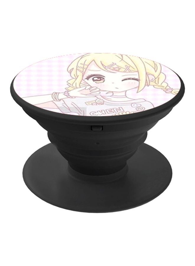 BP Cartoon Printed Pop Socket Phone Holder Pink/Yellow/White - Image 1