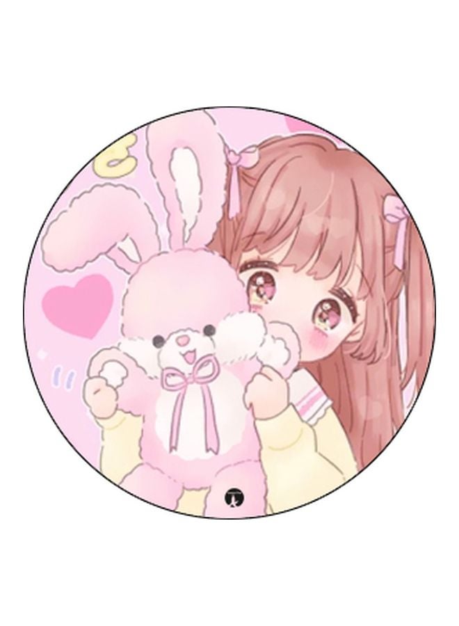 BP Cartoon Girl Printed Pop Socket Phone Holder Pink/Yellow/Brown - Image 2