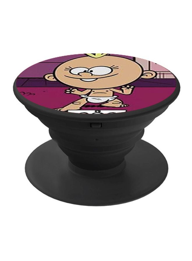 BP Cartoon Printed Pop Socket Phone Holder Purple/Beige/Black - Image 1