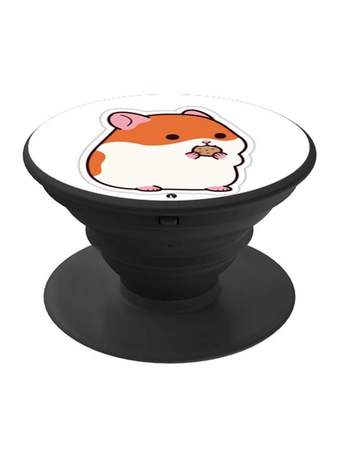 BP Cartoon Hamster Printed Pop Socket Phone Holder White/Orange/Black - Image 1