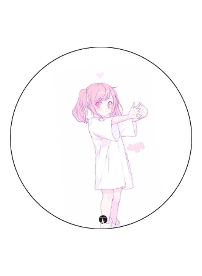 BP Cartoon Girl Printed Pop Socket Phone Holder White/Pink - Image 2