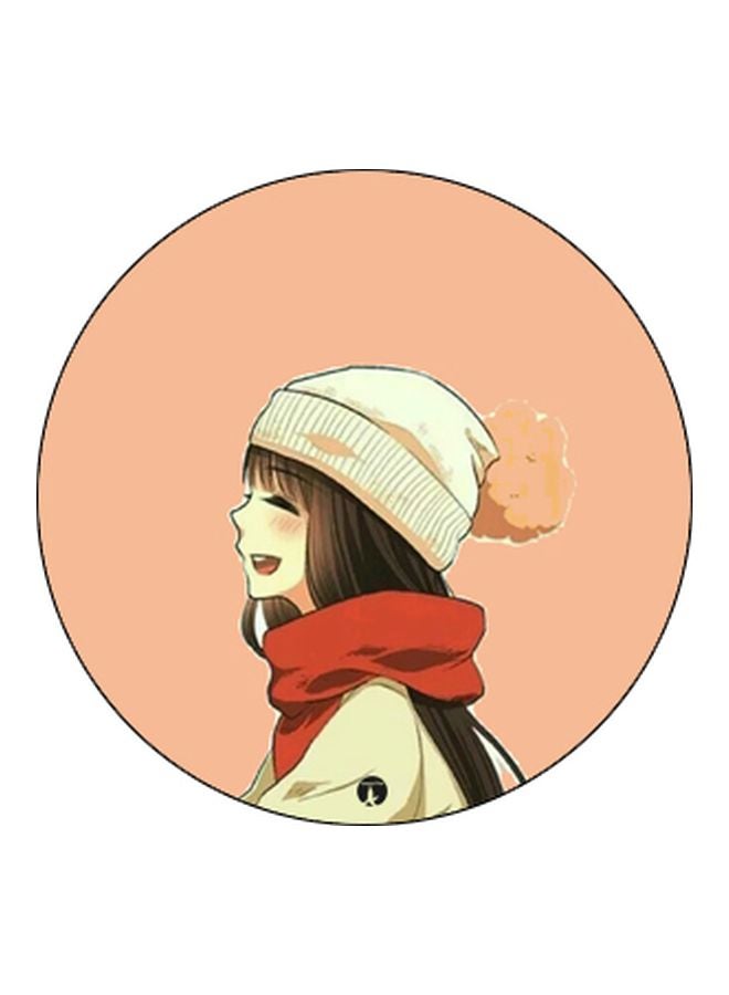 BP Cartoon Girl Printed Pop Socket Phone Holder Beige/Brown/Red - Image 2
