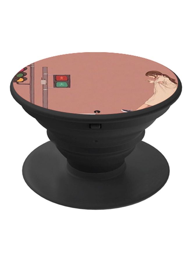 BP Cartoon Printed Pop Socket Phone Holder Brown/Beige/Red - Image 1