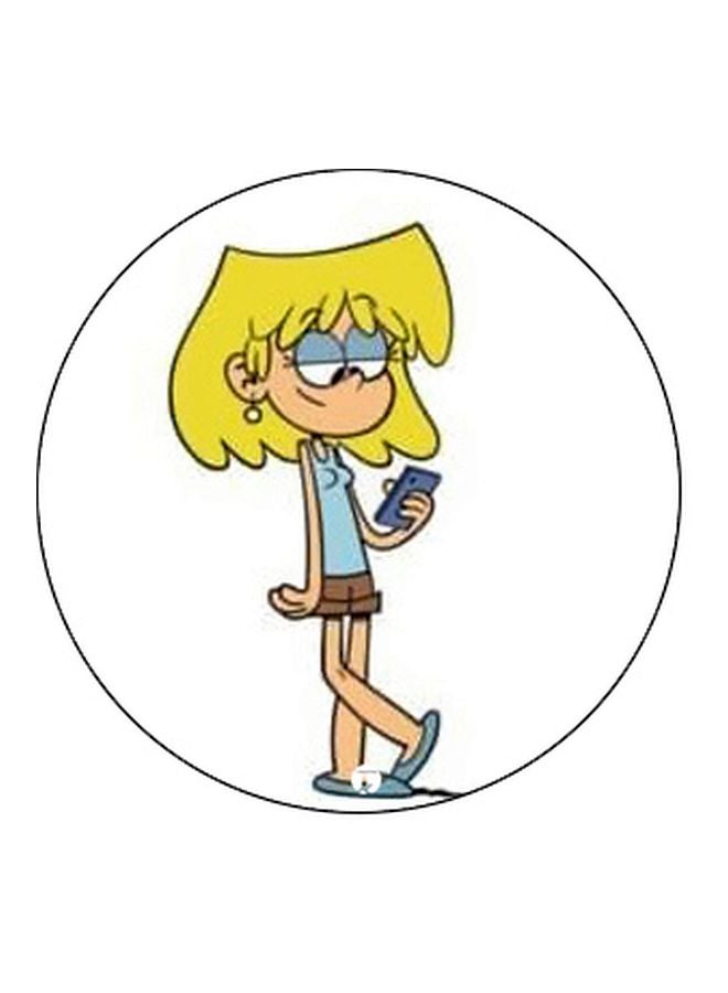 BP Cartoon Girl Printed Pop Socket Phone Holder White/Yellow/Black - Image 2