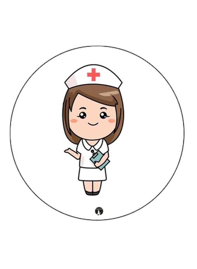 BP Cartoon Nurse Printed Pop Socket Phone Holder White/Beige/Black - Image 2