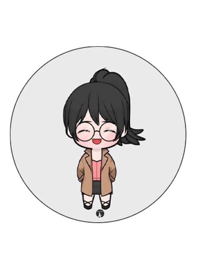 BP Cartoon Girl Printed Pop Socket Phone Holder White/Brown/Black - Image 2