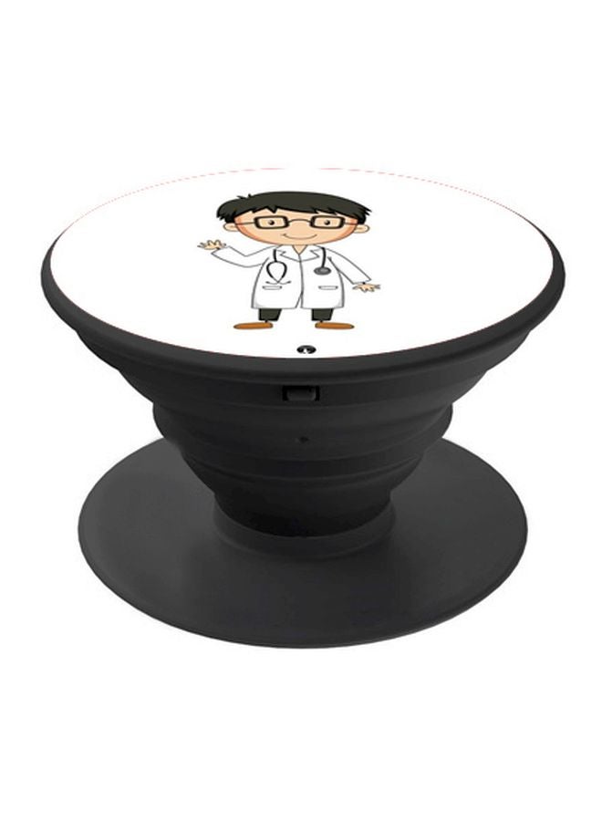 BP Cartoon Doctor Printed Pop Socket Phone Holder White/Beige/Black - Image 1