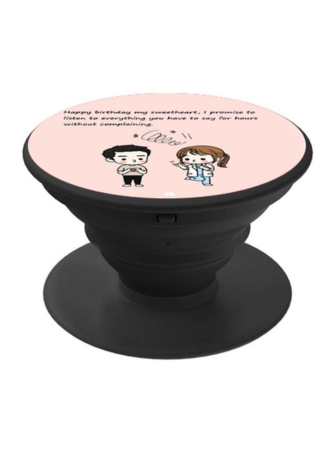 BP Boy And Girl Printed Pop Socket Phone Holder Pink/Black/Brown - Image 1